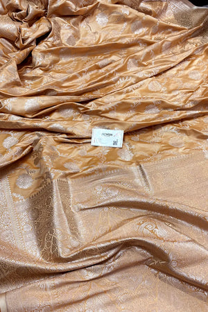Pastel Orange Laabela Jaal Katan Silk Banarasi Saree