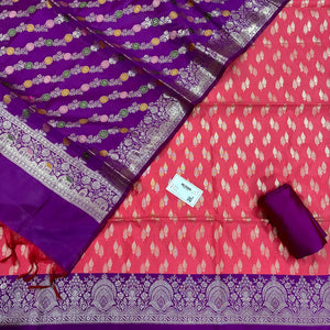 Peach and Purple Persian Lau Banarasi Silk Suit