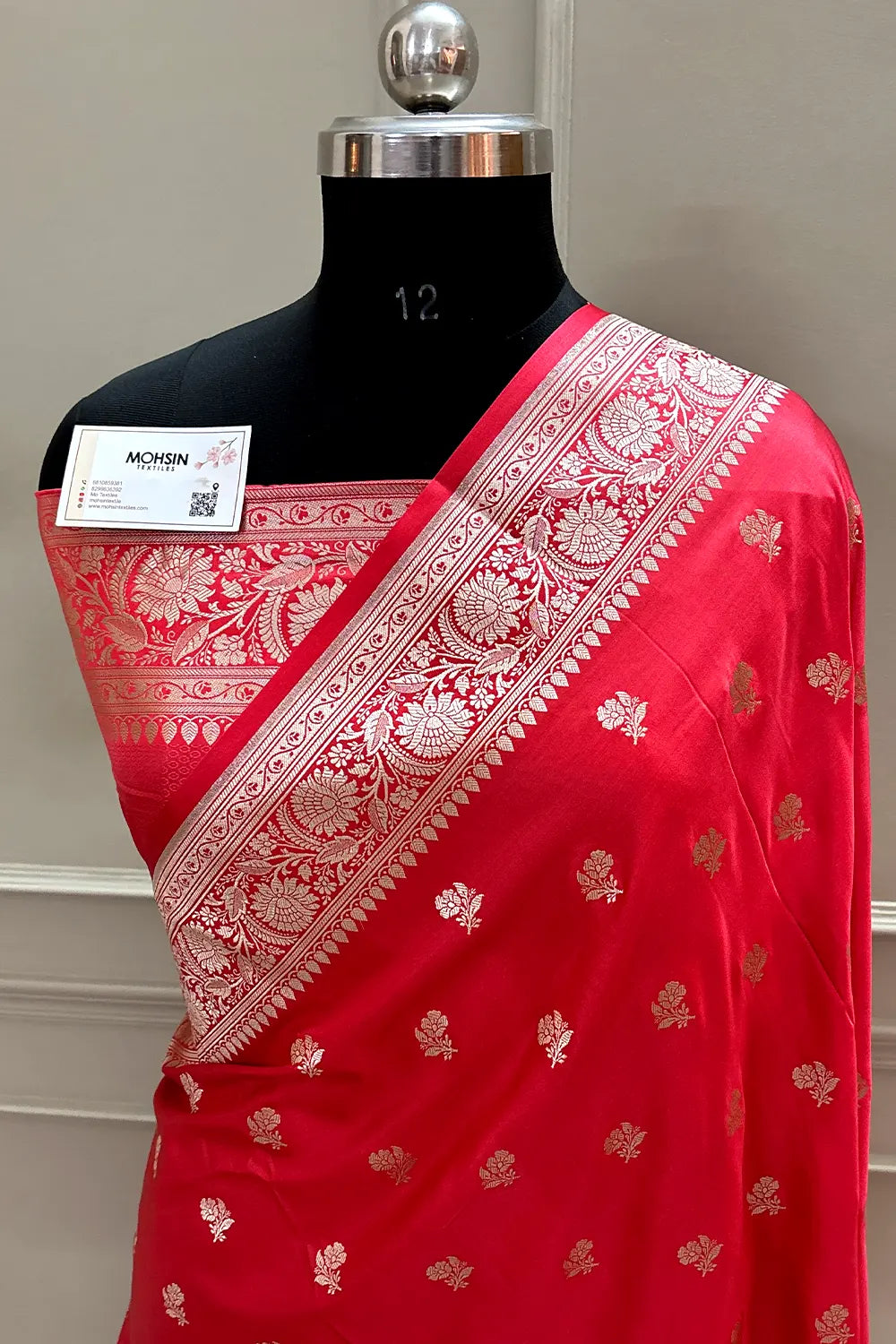 Peach Chaman Buti Katan Silk Banarasi Saree