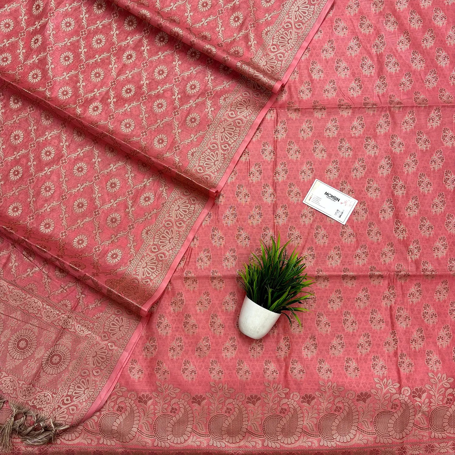 Peach Resham Cotton Silk Banarasi Suit