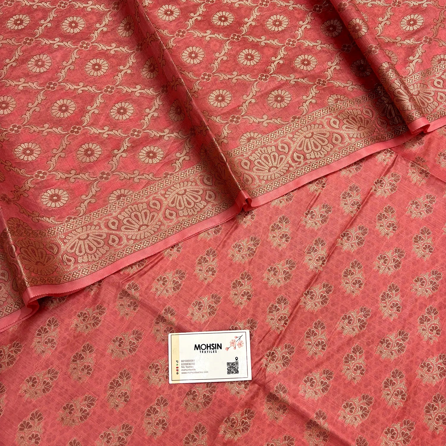 Peach Resham Cotton Silk Banarasi Suit