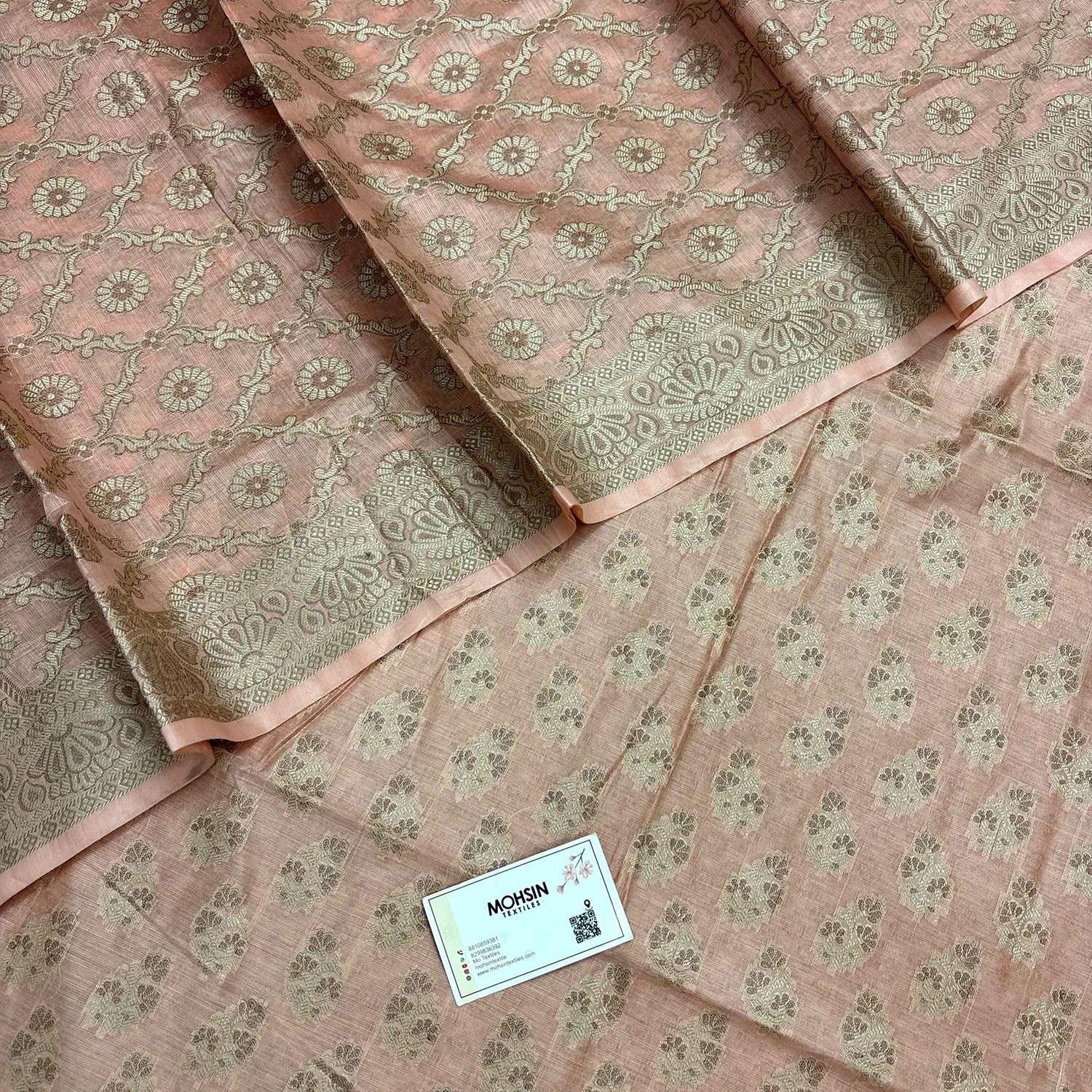 Peach Resham Cotton Silk Banarasi Suit