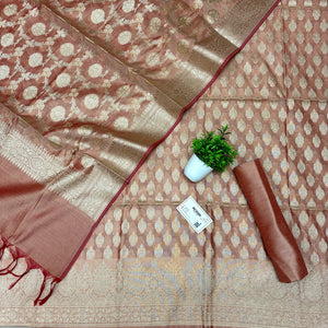 Peach Dracula Buta Banarasi Silk Suit