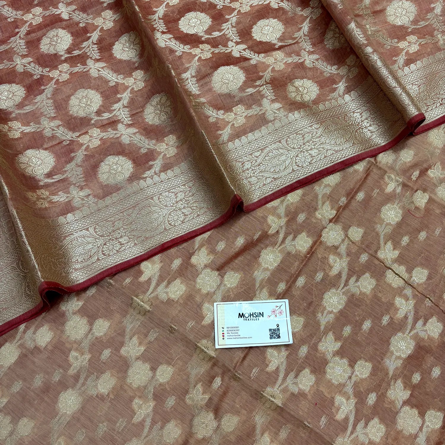 Peach Dracula Jaal Banarasi Silk Suit