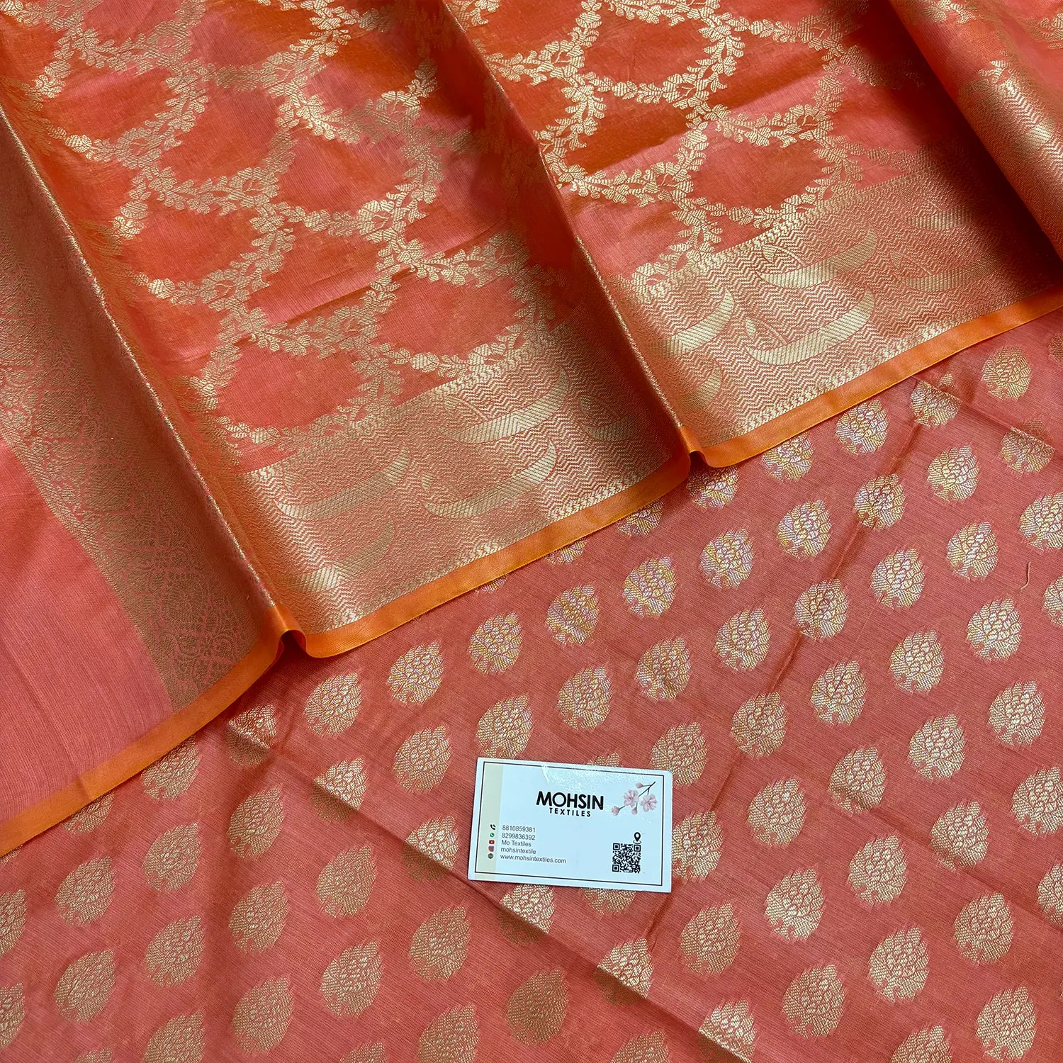 Peach Ghat Buti Banarasi Silk Suit