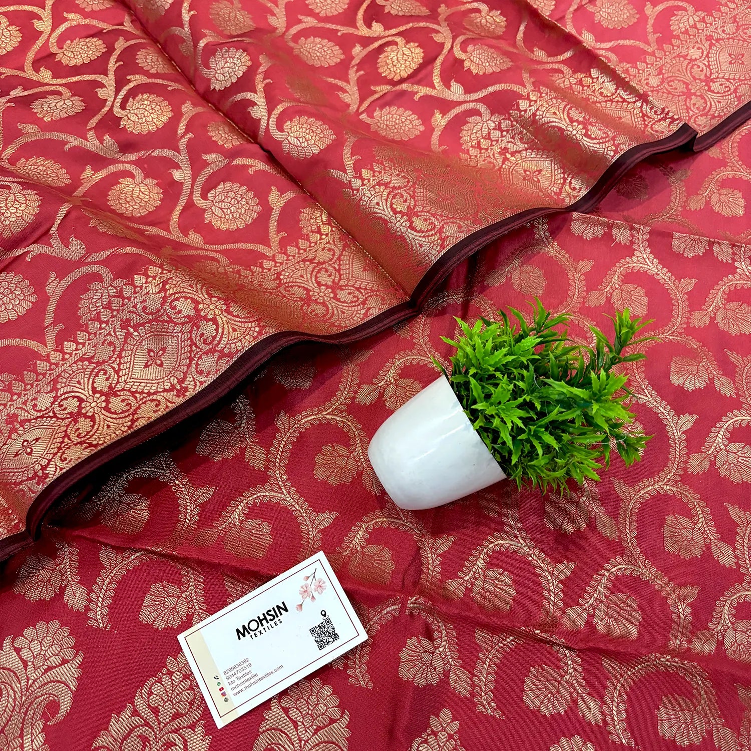 Peach Kalgha Jaal Satin Silk Banarasi Suit