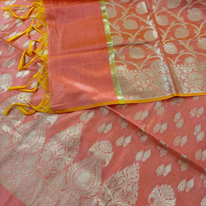 Peach Kalgha Lau Banarasi Silk Suit