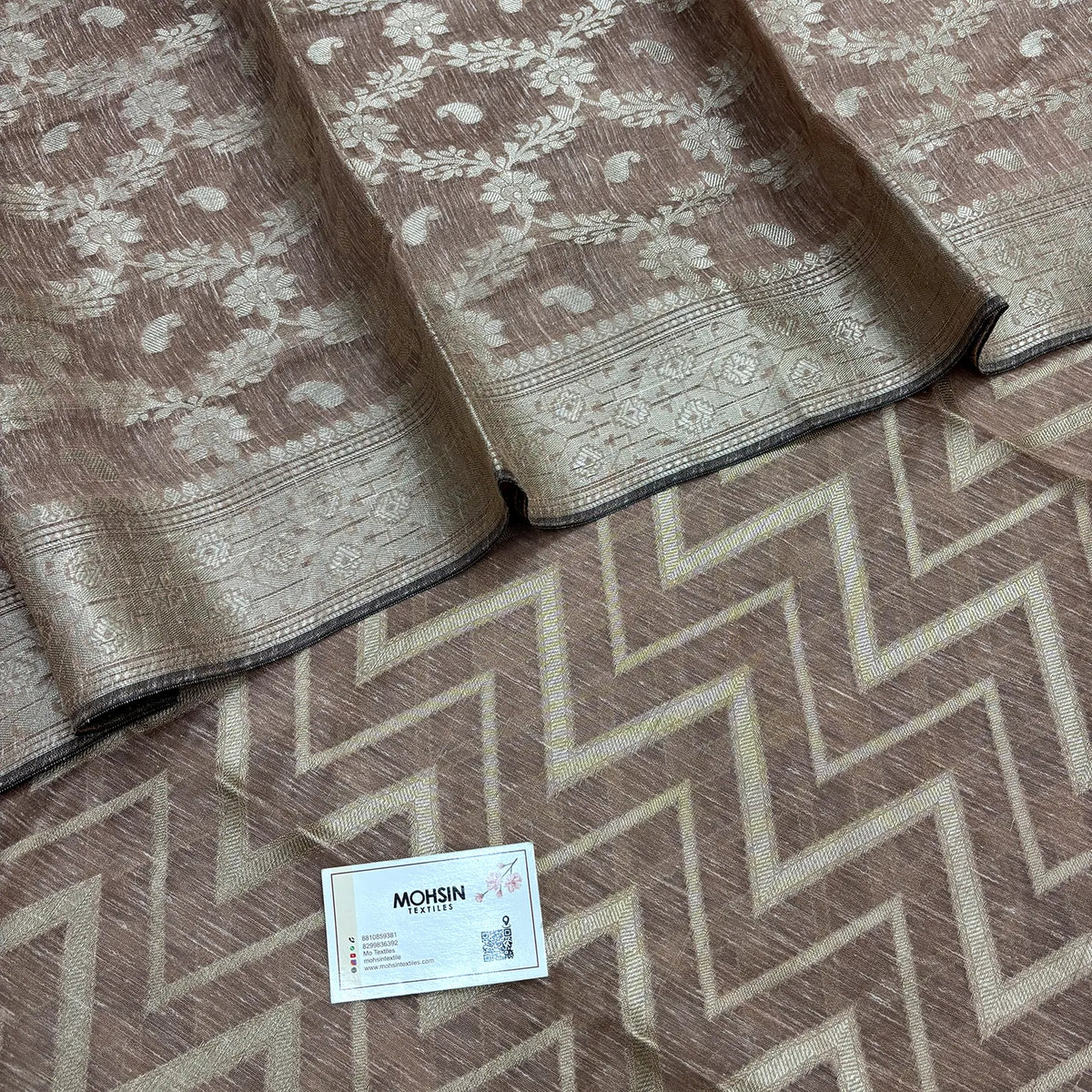 Peach Linen Silk Banarasi Suit