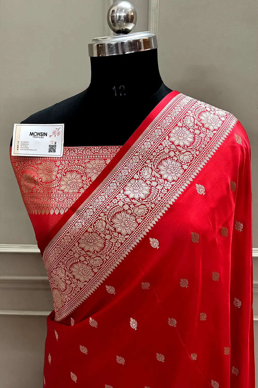 Peach Mario Patti Katan Mashru Silk Banarasi Saree