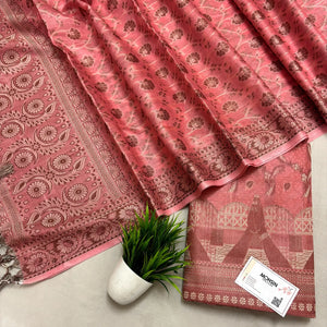 Peach Namo Ghat Cotton Silk Banarasi Suit