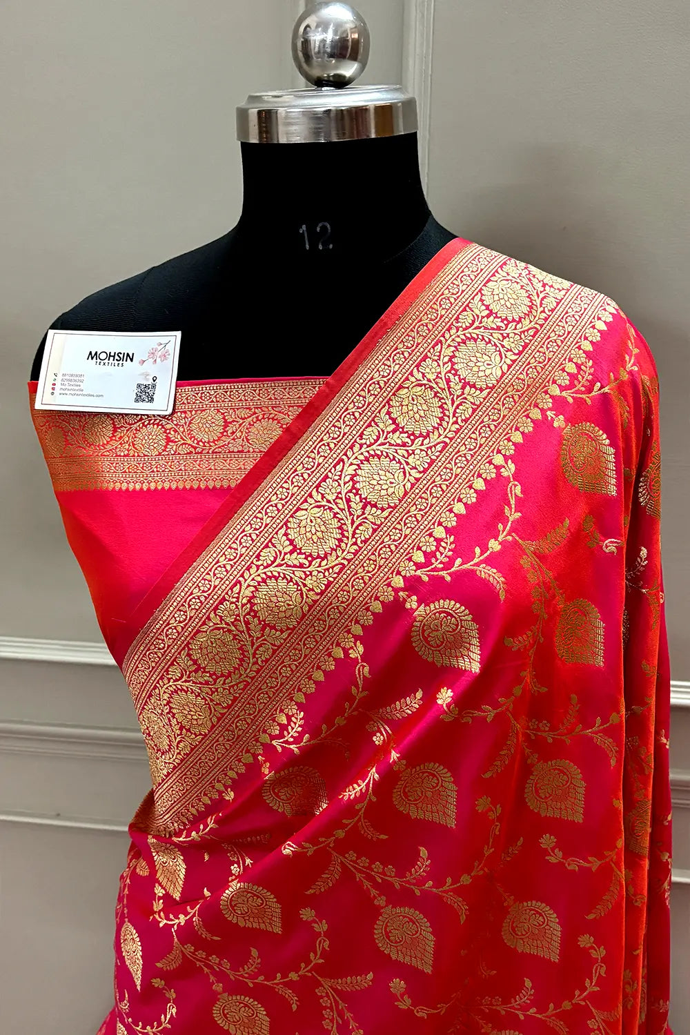 Peach Pandaar Jaal Katan Silk Banarasi Saree