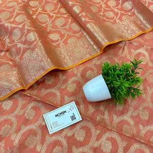 Peach Persian Jaal Banarasi Silk Suit