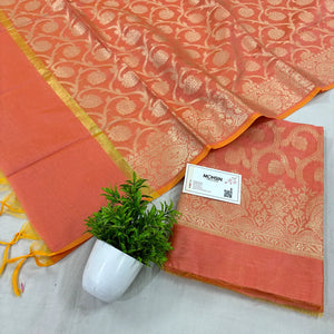 Peach Persian Jaal Banarasi Silk Suit