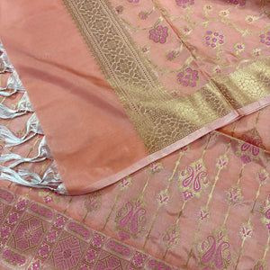 Peach Pink Meena Katan Silk Banarasi Suit