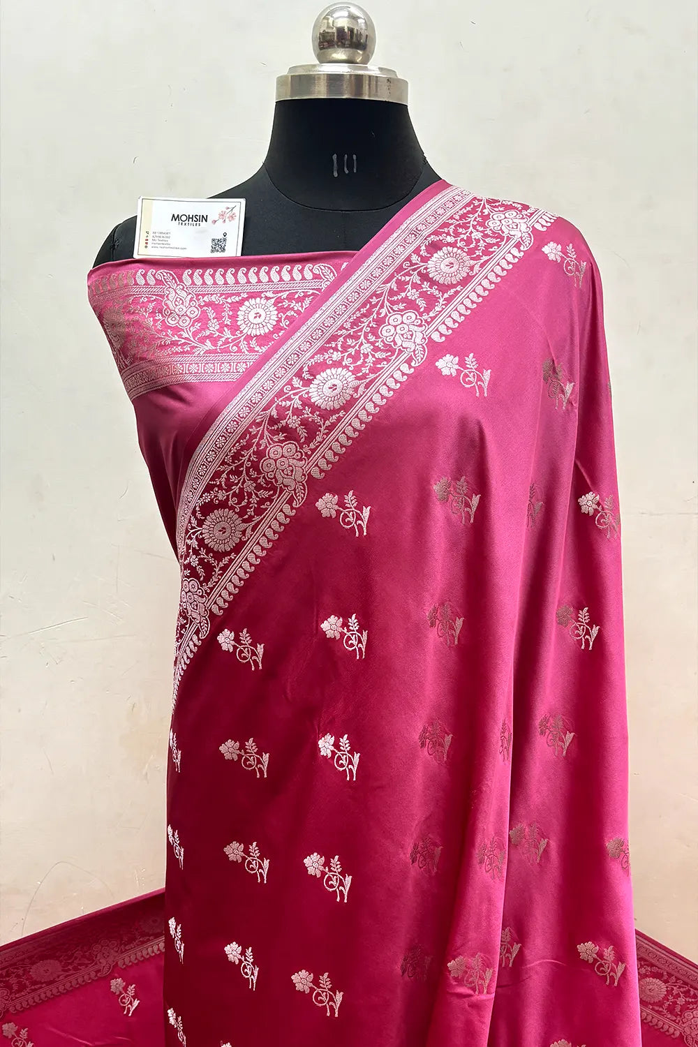 Peach Pink Zari Katan Silk Banarasi Saree
