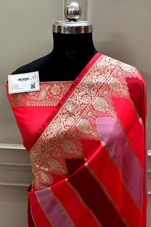 Peach Rangkaat Katan Silk Banarasi Saree