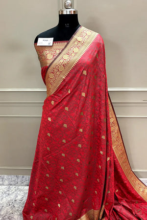 Peach Resham Banarasi Silk Saree