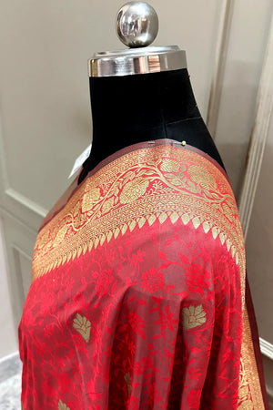 Peach Resham Banarasi Silk Saree