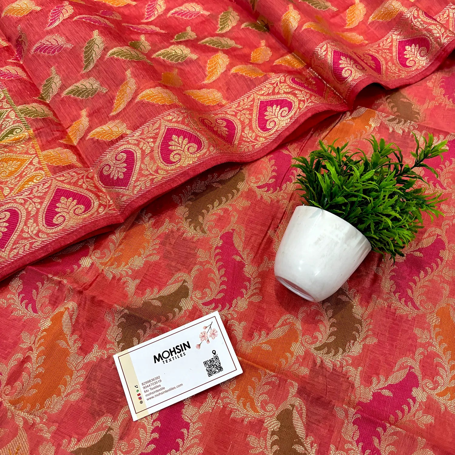 Peach Resham Banarasi Silk Suit