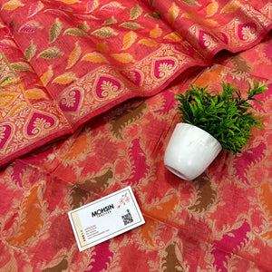 Peach Resham Banarasi Silk Suit