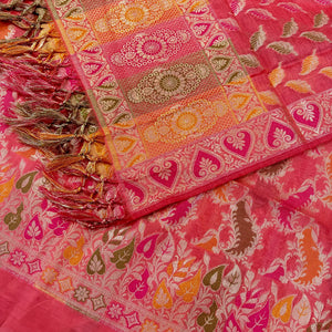 Peach Resham Banarasi Silk Suit