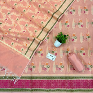 Peach Resham Banarasi Silk Suit