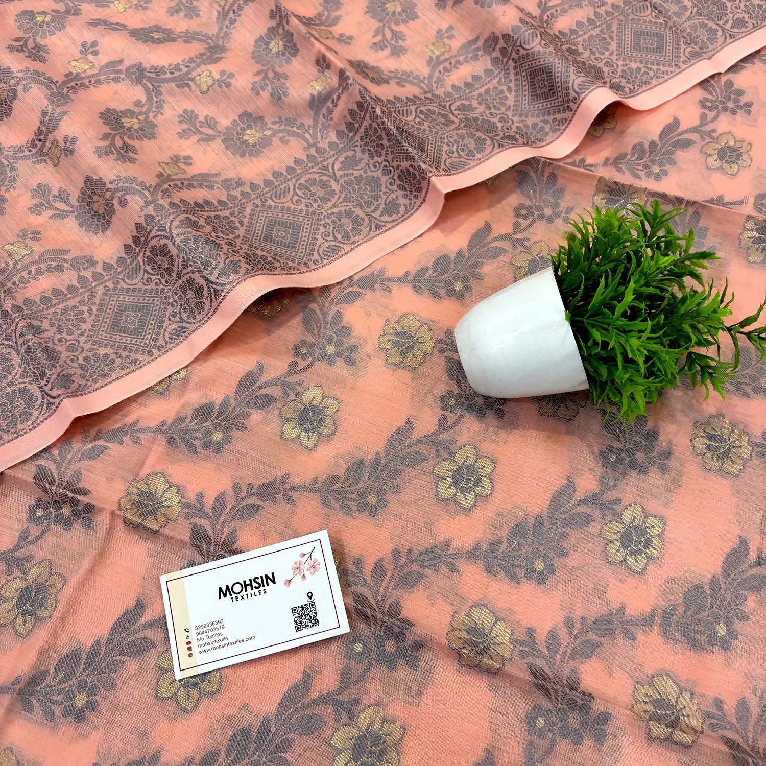 Peach Resham Banarasi Silk Suit