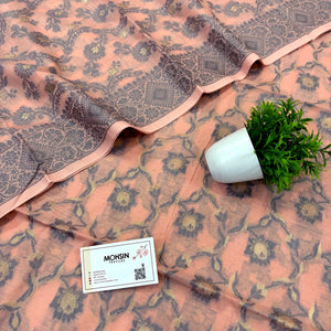Peach Resham Banarasi Silk Suit
