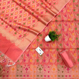 Peach Resham Banarasi Silk Suit