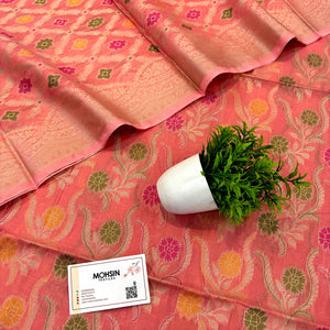 Peach Resham Banarasi Silk Suit