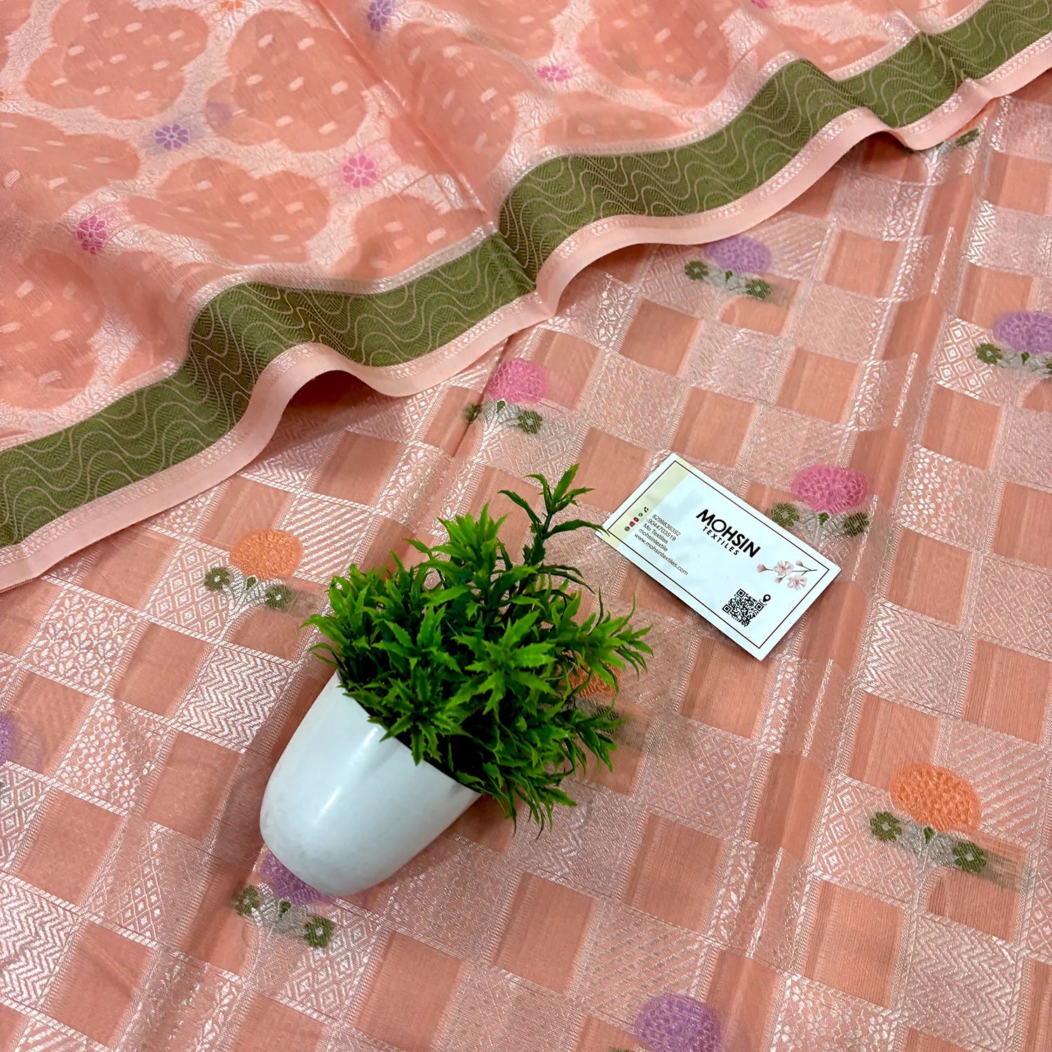 Peach Resham Banarasi Silk Suit