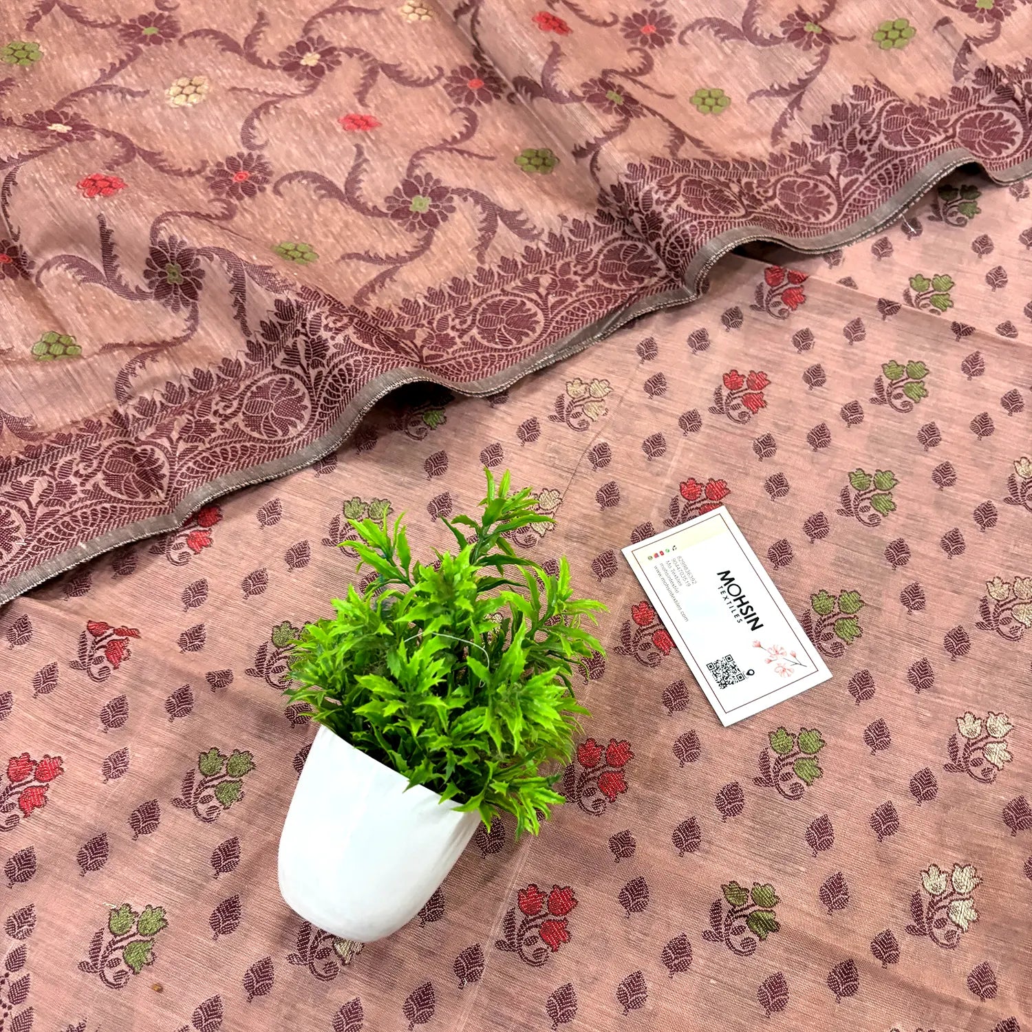 Peach Resham Banarasi Silk Suit