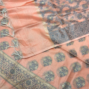 Peach Resham Banarasi Silk Suit