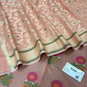 Peach Resham Banarasi Silk Suit