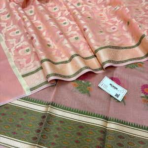 Peach Resham Banarasi Silk Suit