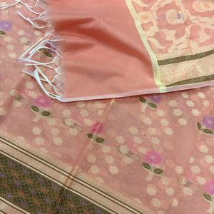 Peach Resham Banarasi Silk Suit