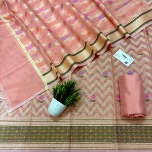 Peach Resham Banarasi Silk Suit