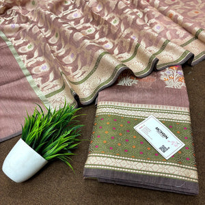 Peach Resham Banarasi Silk Suit