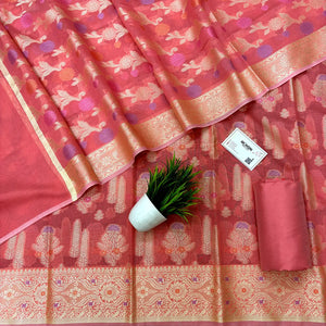 Peach Resham Banarasi Silk Suit