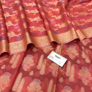 Peach Resham Banarasi Silk Suit