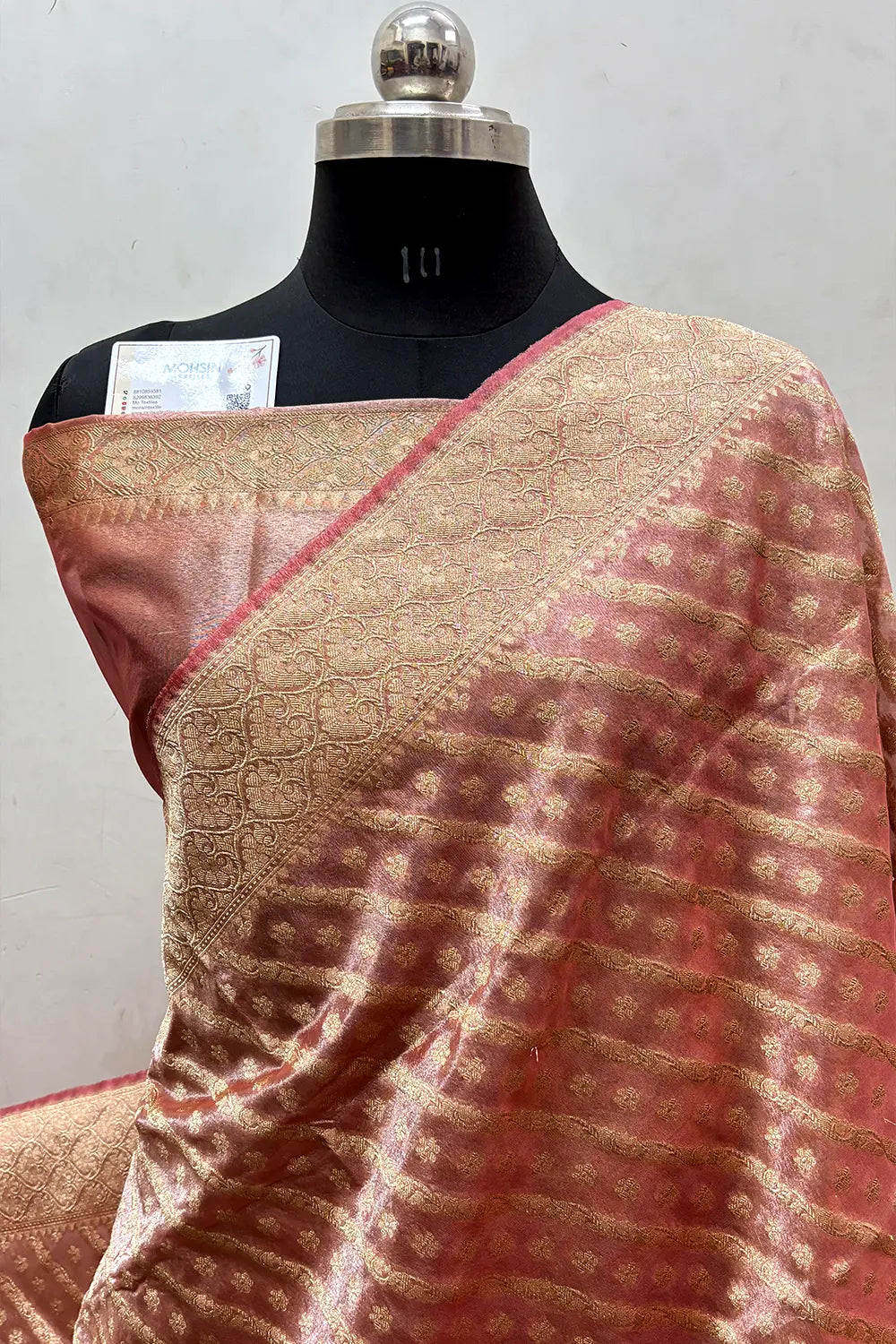 Peach Tissue Silk Banarasi Saree