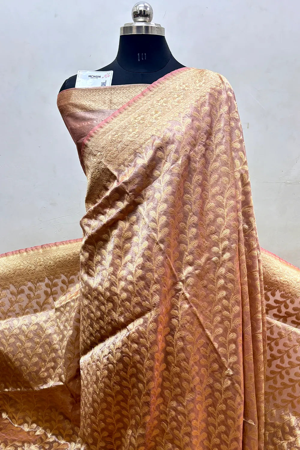 Peach Tissue Silk Banarasi Saree
