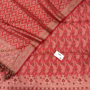 Peach Yoga Jaal Cotton Silk Banarasi Suit