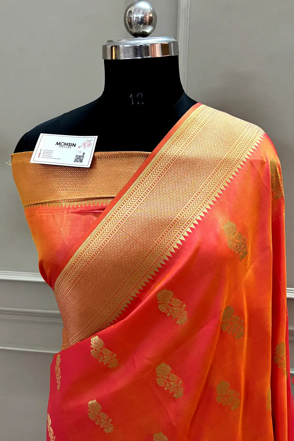 Peach Zari Katan Silk Banarasi Saree