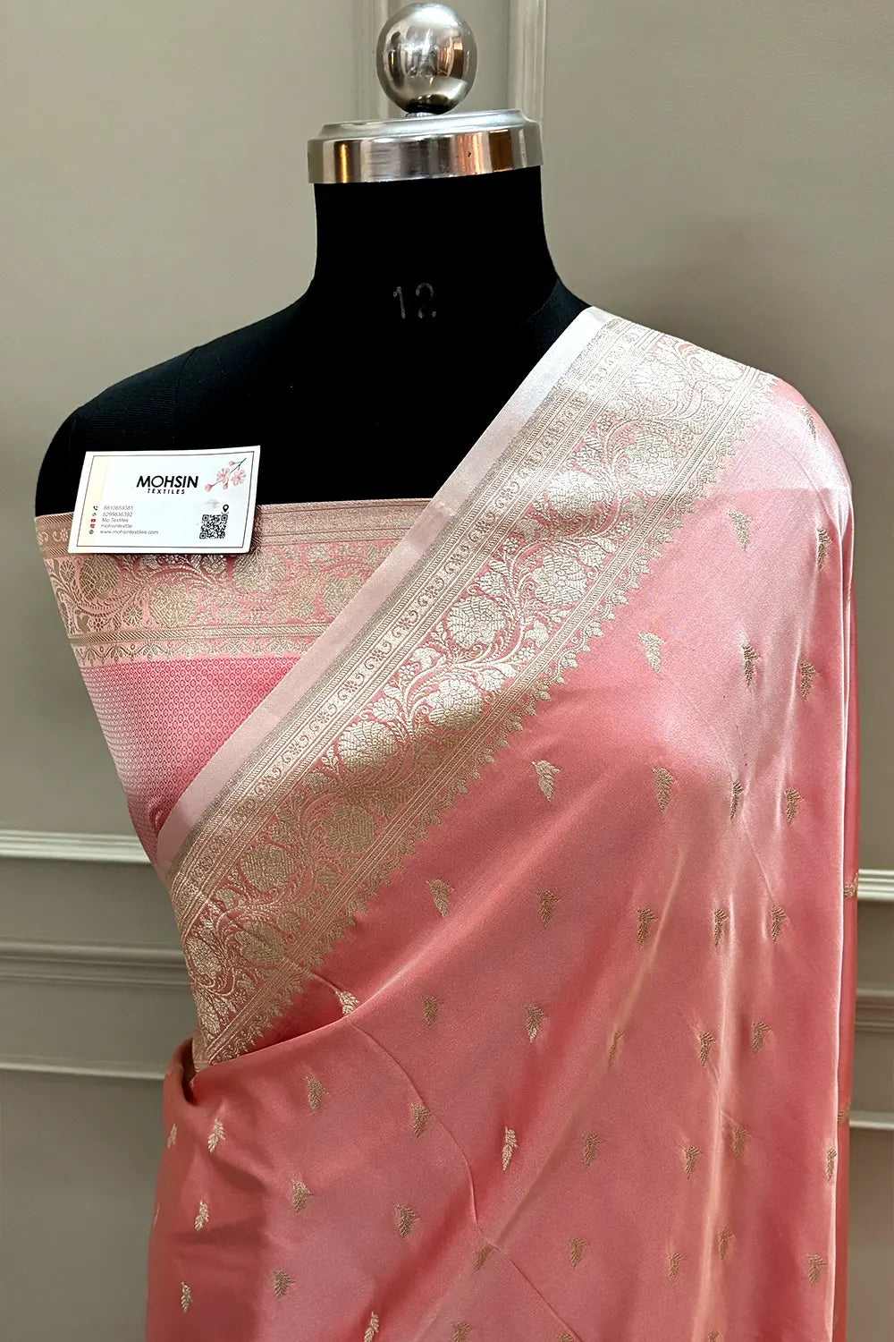 Peach Zari Katan Silk Banarasi Saree