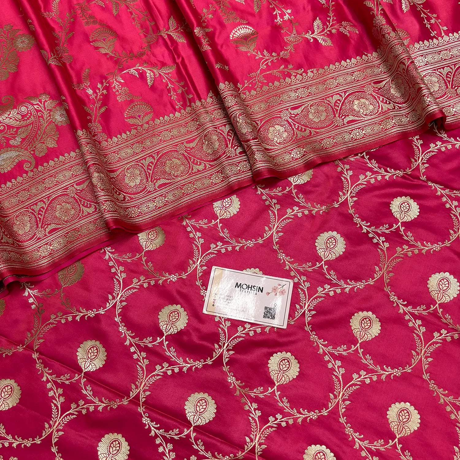 Peach Zari Katan Silk Banarasi Suit