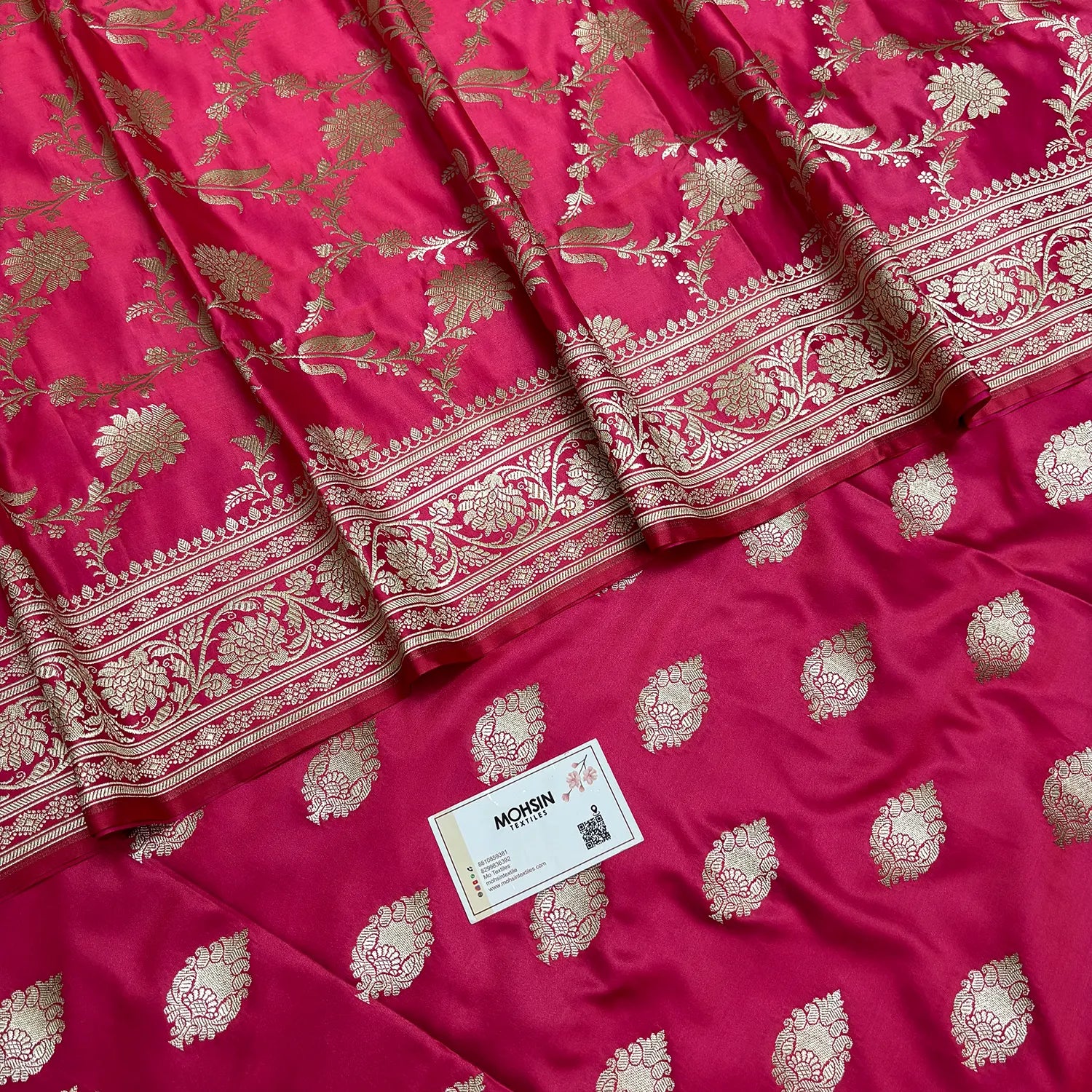 Peach Zari Katan Silk Banarasi Suit