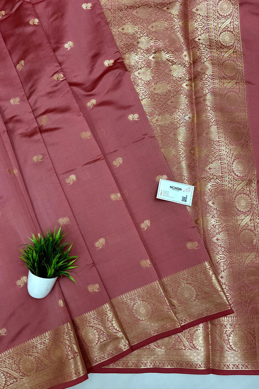 Peach Zari Semi Katan Silk Banarasi Saree
