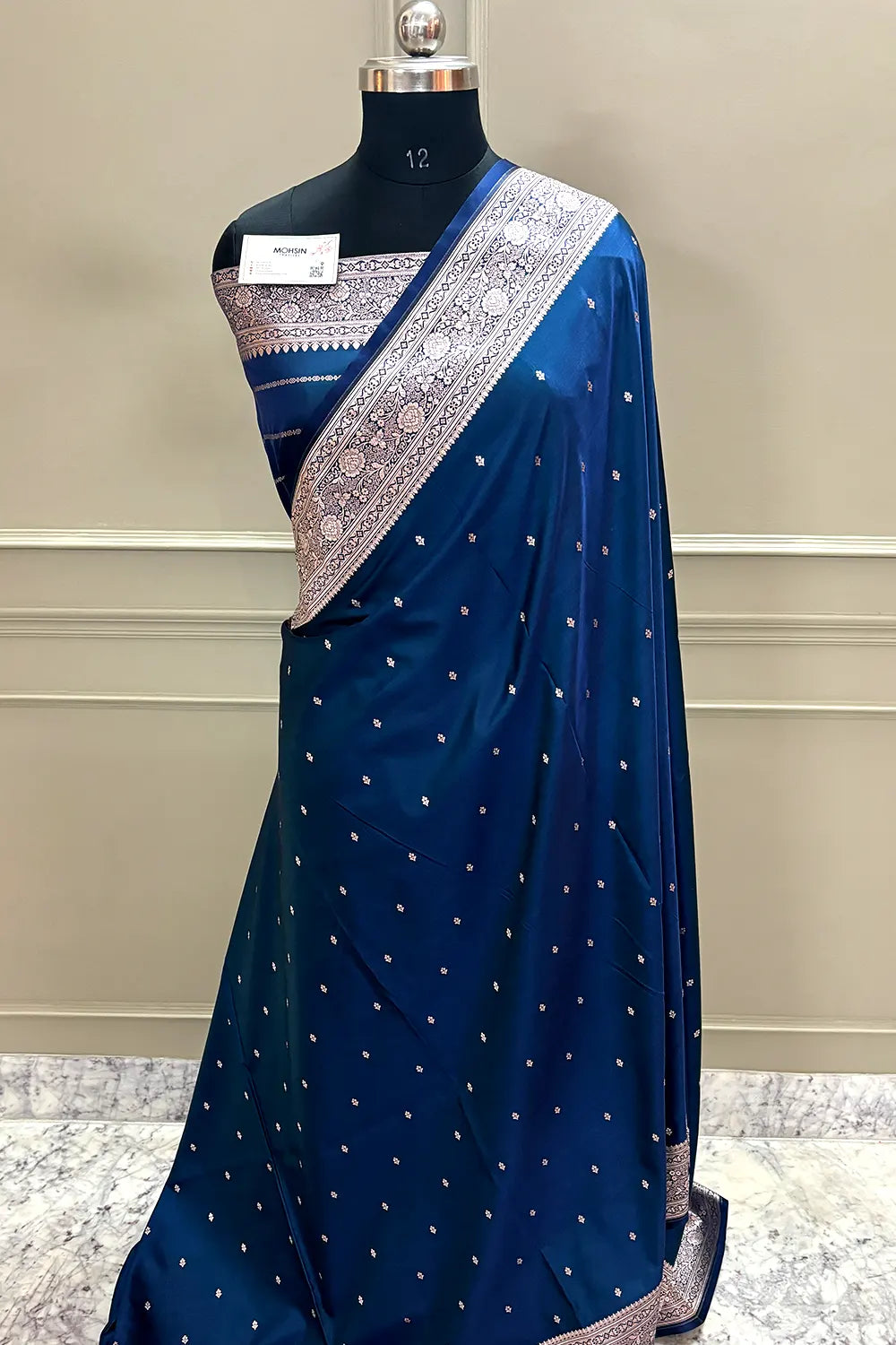 Peacock Blue Zari Katan Silk Banarasi Saree