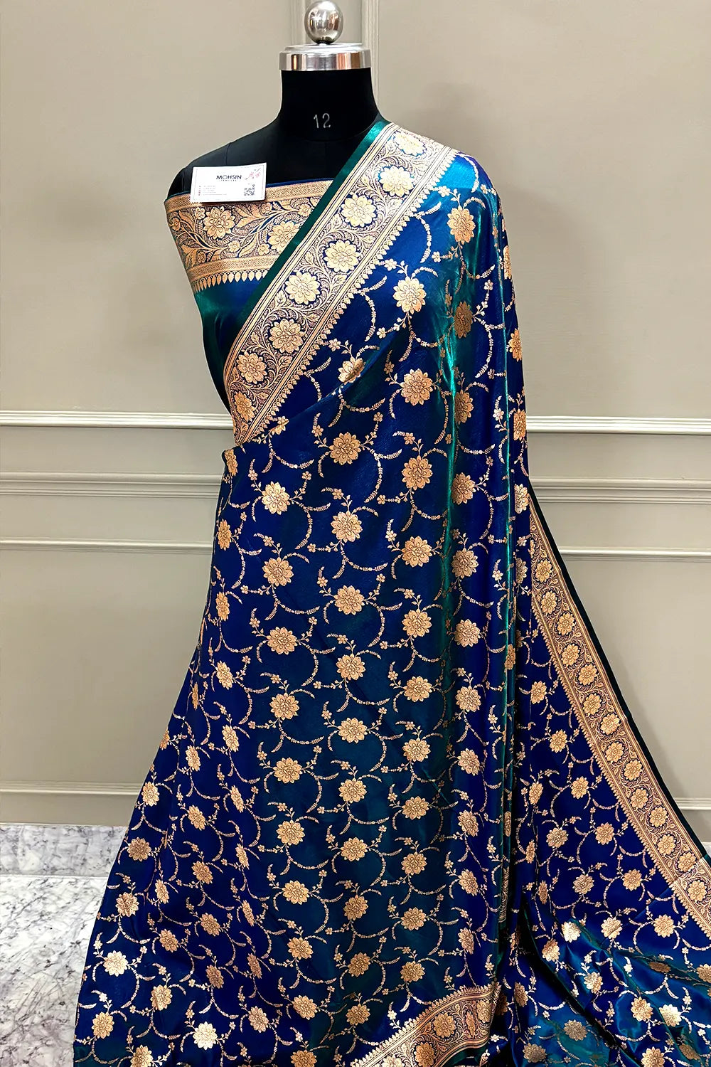 Peacock Blue Zari Katan Silk Banarasi Saree